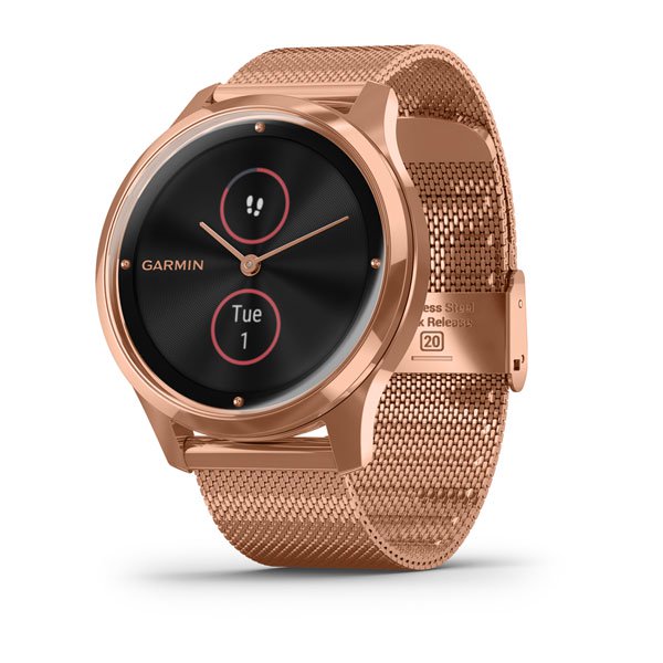 Часы Garmin Vivomove Luxe розовое золото с цвета розового золота ремешком

